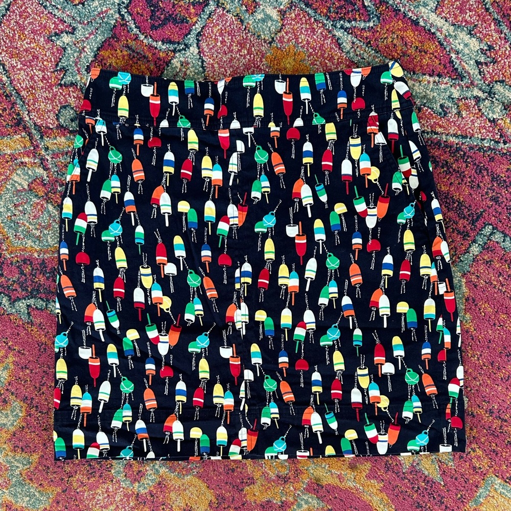 Talbots | Women’s Navy/Multicolor Buoy Pattern Zip Bank Mini Pencil Skirt Size 8 - Picture 4 of 14